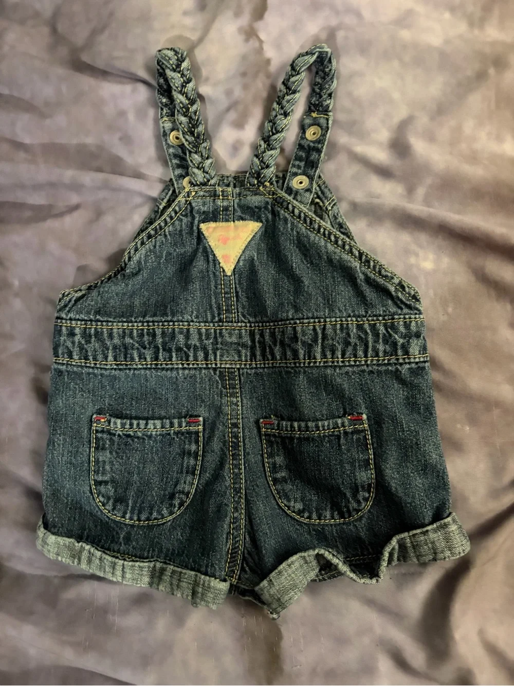 Vintage Osh Kosh Braided-Trim Shortalls for Kids - Dark Blue 6m
